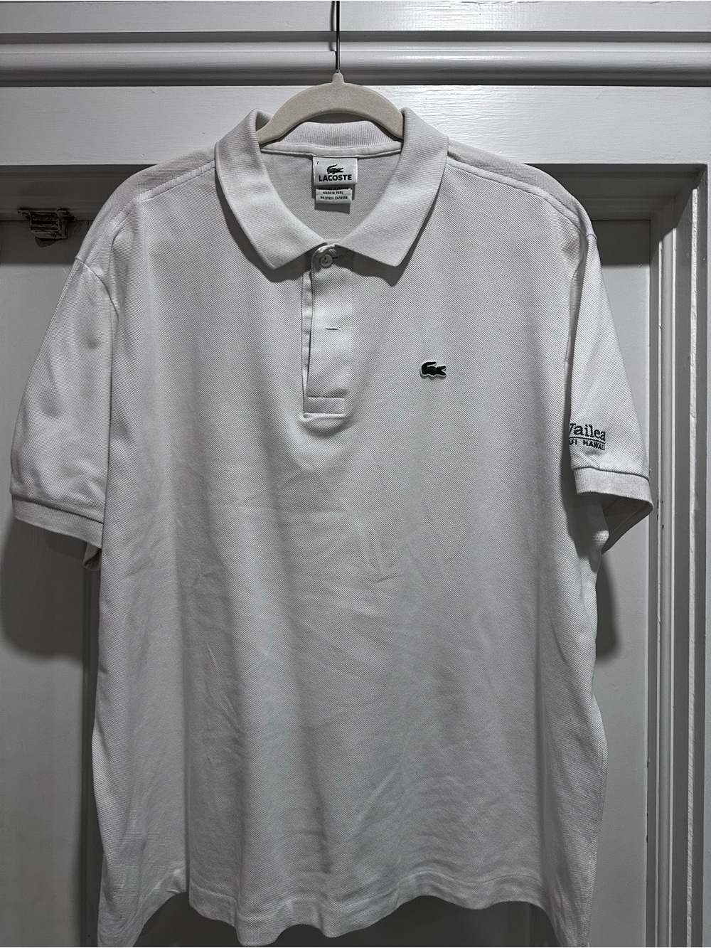 Lacoste White Polo with Green Crocodile Logo